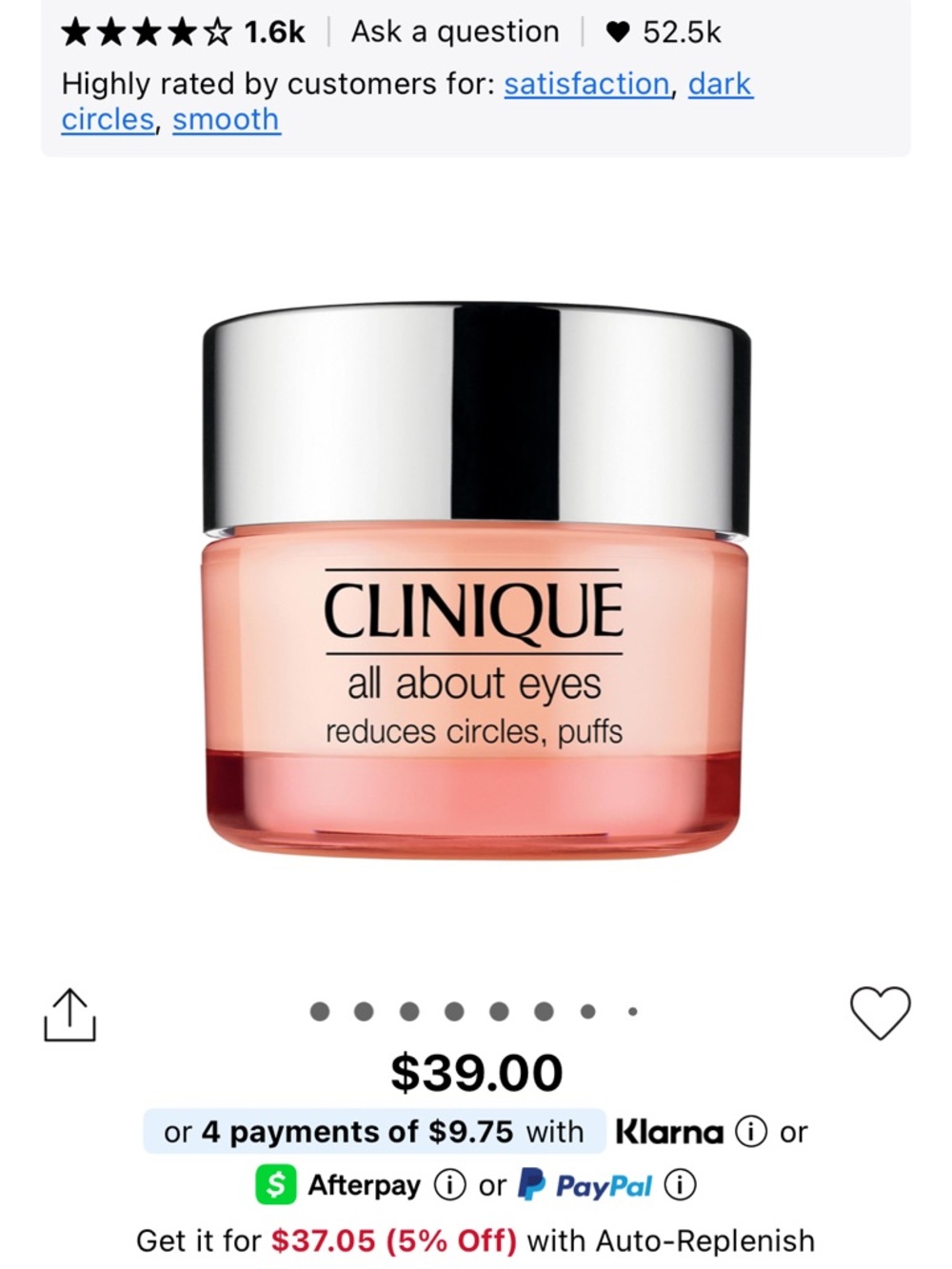 Clinique All About Eyes Eye Cream 0.5oz